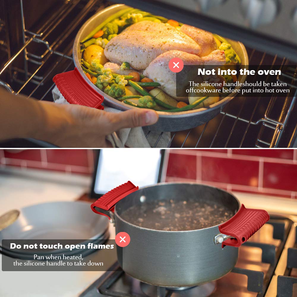 Silicone Assist Handle Holder, Hot Skillet Handle Covers Pot Grip Handle Sleeve Cast Iron Skillets Non-Slip Heat Resistant Pan G